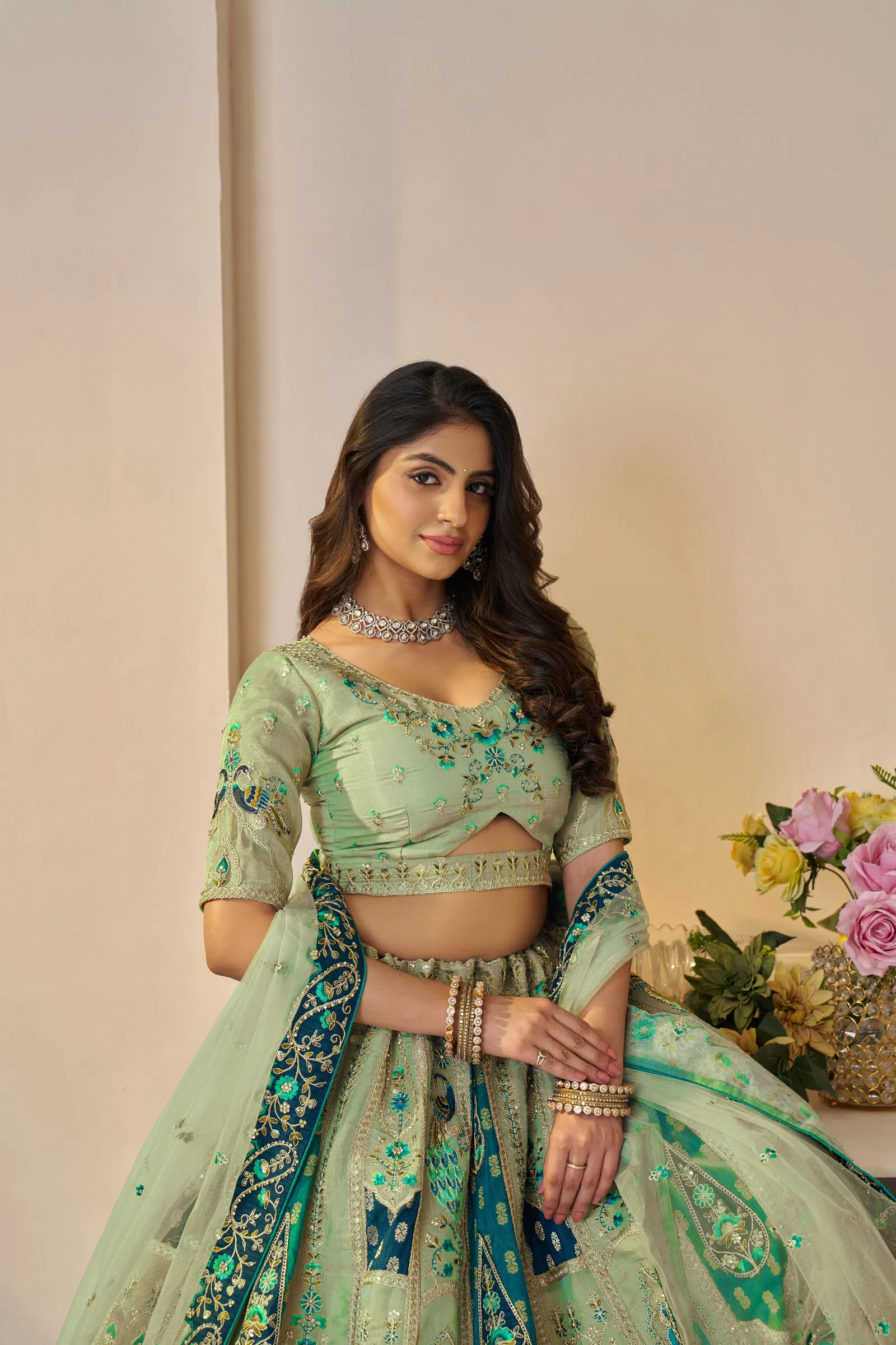 Kf 492 Green Banarasi Silk Indian Bridal Lehenga Best Wholesale Shop In Surat